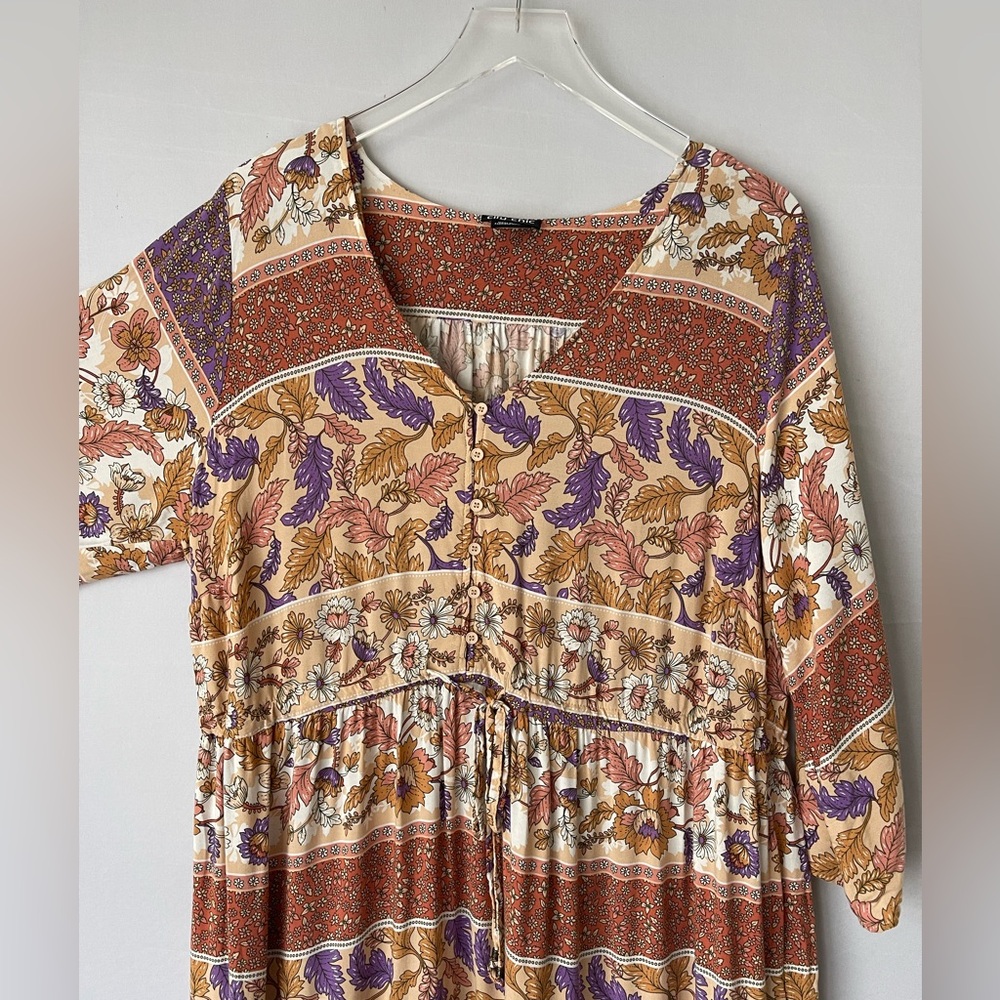 City Chic Floral Boho Tiered Maxi Dress 1X - Picture 4 of 12